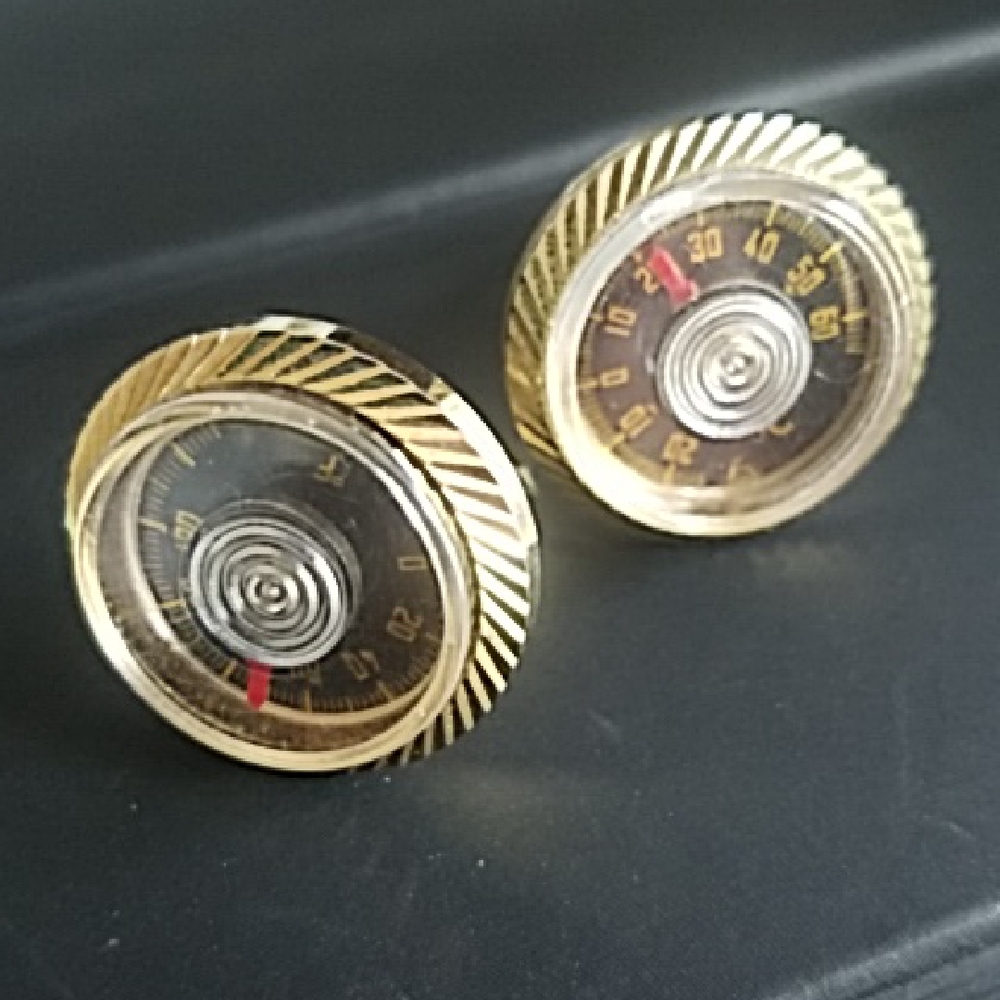 Vintage MCM 50's Gold Cufflinks Thermostat Farenheit Celsius made In Japan
